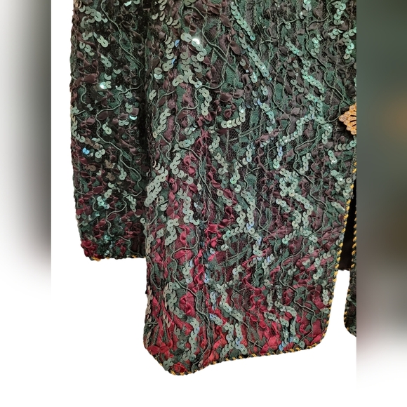 Katherine Lindsay Matthew Sequin Ombre Green Orange Vintage Blazer 16 - Picture 5 of 12